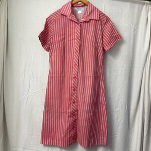 Vintage Women's Housedress Mod Shirtdress Size Small/Medium Pink Stripe